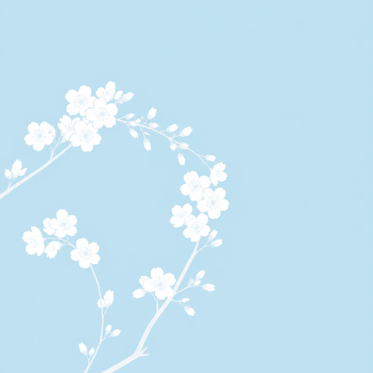 空色の背景に白い花枝を描いたプロフィール画像
