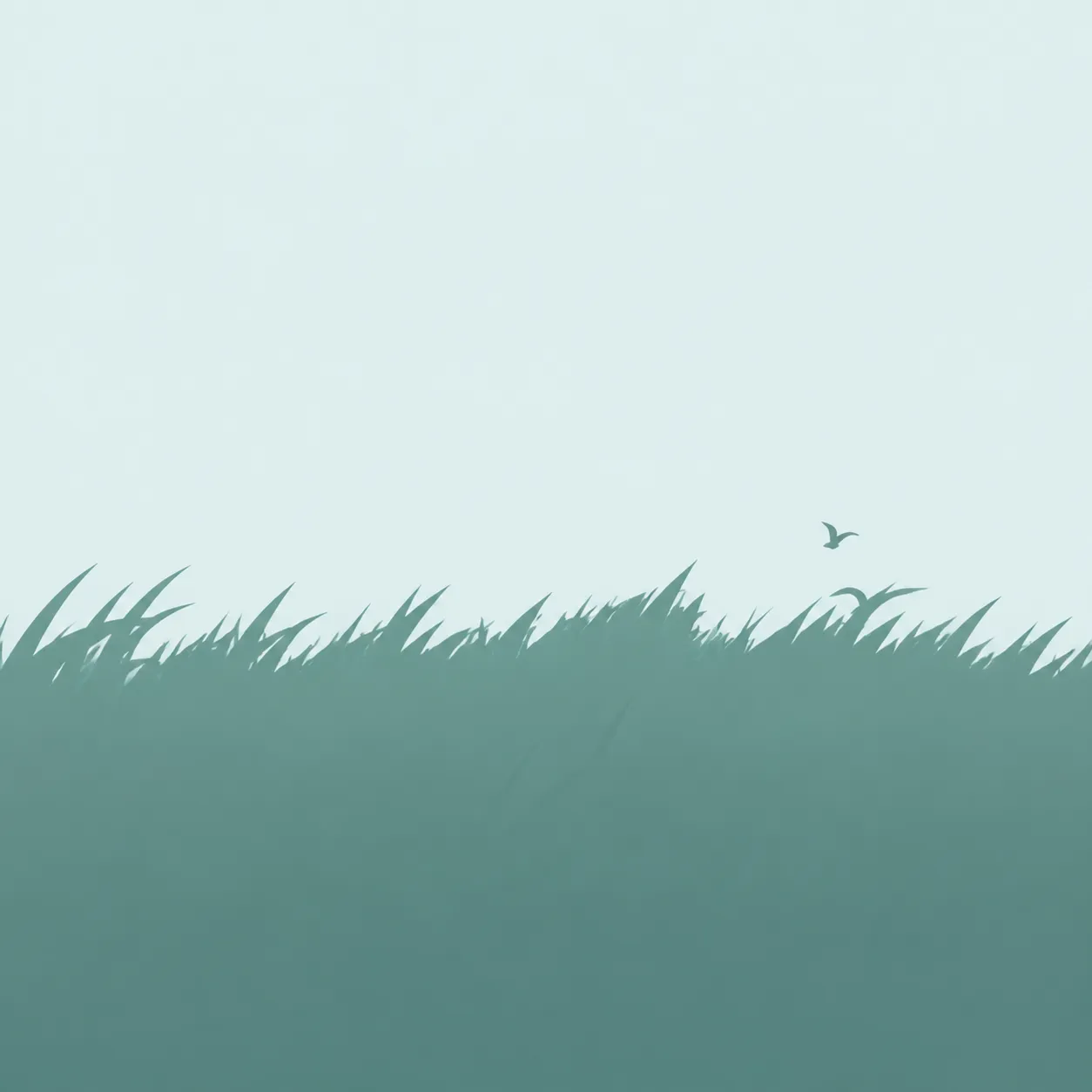 淡い空と青緑の草原を描いたプロフィール画像